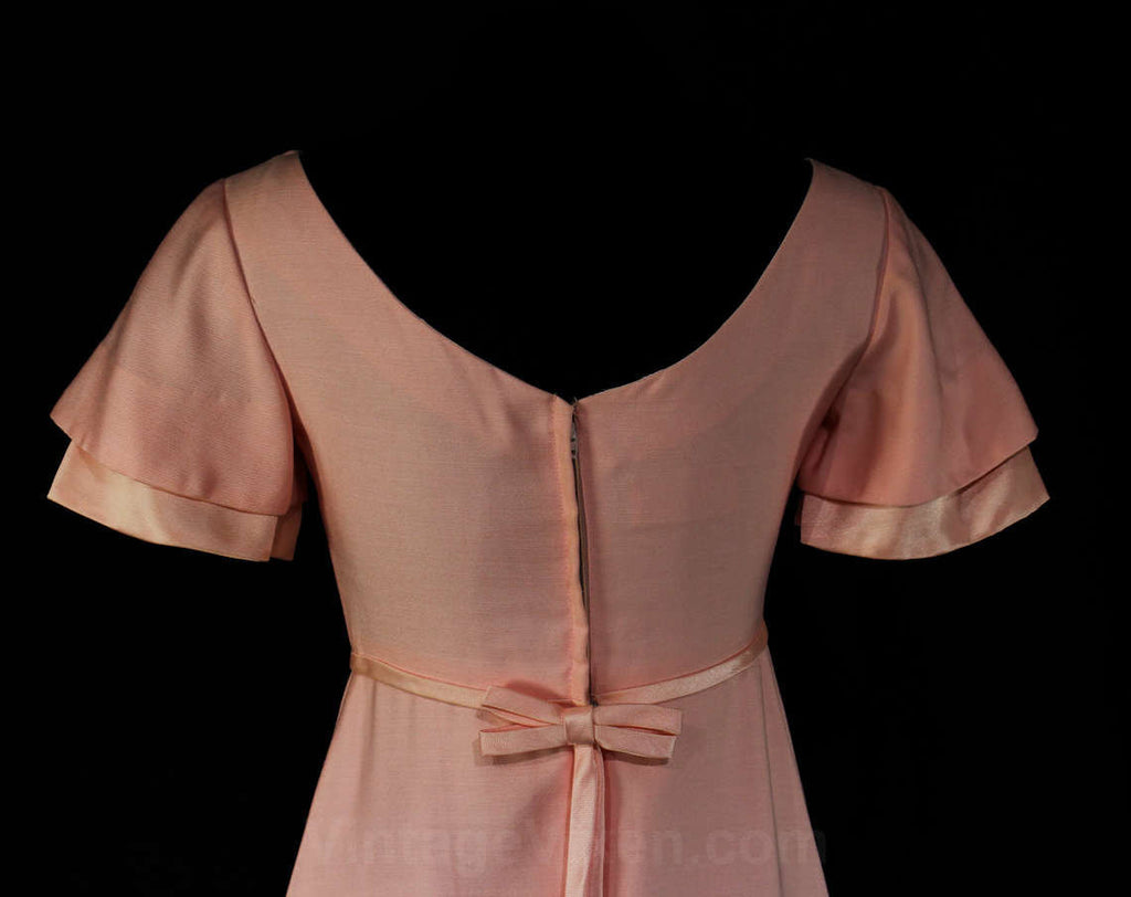 Size 6 Pink Evening Dress - 1960s Spring Empire Waist Gown - Pastel Ga Vintage Vixen Clothing Size 6 Pink Evening Dress - 1960s Spring Empire Waist Gown - Pastel Ga Vintage Vixen Clothing