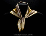 Dancing Deer Scarf - 1950s Peasant Cotton Head Kerchief - 50s Gray Gold Ivory Black Novelty Print with Border - Graceful Mid Century Style