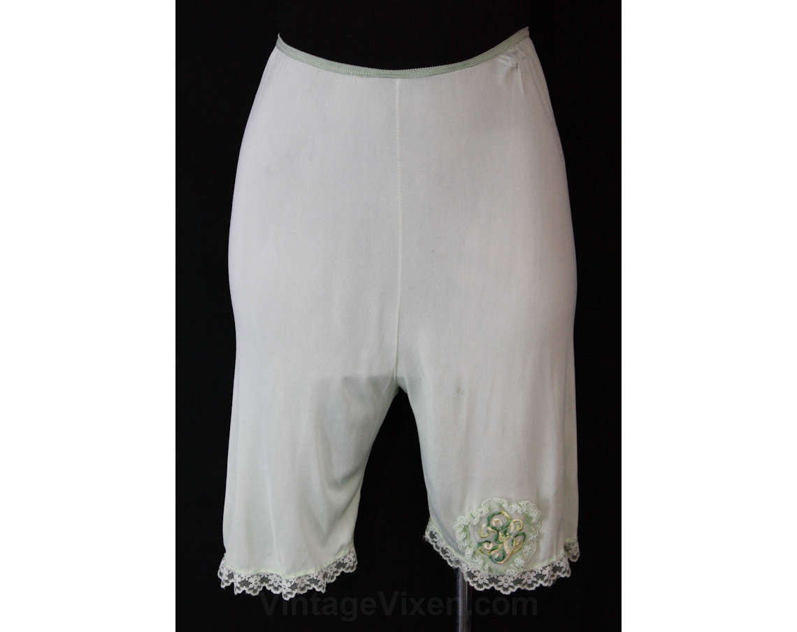 Size 4 1950s Pantalet with Monogram - 50s Nylon Tricot Panties