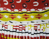 Size Large 1950s Apron - Western Style Branding Marks Novelty Print - Southwestern 50s Rockabilly Cow Girl Mini Pleated - Waist to 32