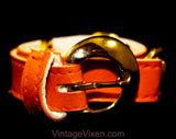 Medium 1960s Belt - Tangy Orange Vinyl Belt with Brass Buckle & Horse Bits - Size 8 to 12 Mod 60s Belt - Chic Spring Summer Resort Style
