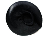 Black 1950s Wide Brim Saucer Hat - 40s 50s American Designer Keneth Hopkins - Gorgeous Diva Chic From Hollywood Estate - Straw & Velvet