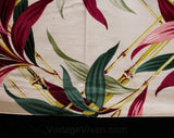 Set of 4 Tropical Drapery Panels Plus Over 6 Yards Fabric - 40s Bamboo Barkcloth Drapes 2.83 Yards x 32.5" - 1940s Pink Green Yellow Yardage