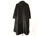 XXL Black Coat - Couture Style 1960s Trapeze Line Coat - Gorgeous Silk with Short Sleeves & Waist Pockets - Plus Size 26 - Bust 56