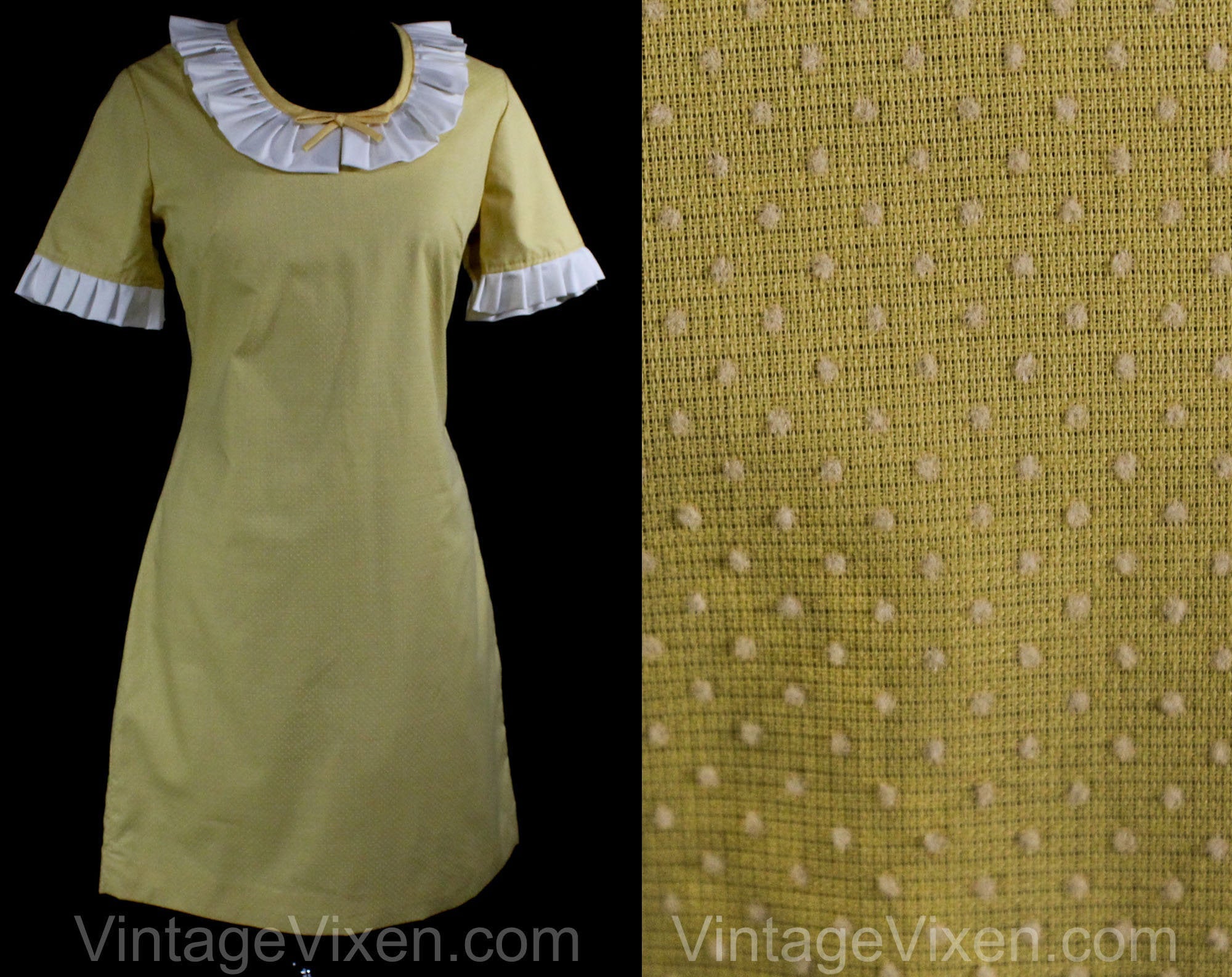 Size 10 Polka Dot 1960s Dress - Short Sleeve Perky Diner Style Frock ...