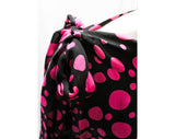 Size 12 Polka Dot Silk Shirt - Designer Pink & Black Print Top - Bow Tied Shoulder and Open Sleeve with Sash - 1990s Dan DeSantis Deadstock