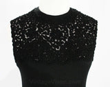 Small 60s Black Knit Top - Dressy Casual Glamour - 1960s Audrey Chic Sleeveless Wool Blouse with Soutache Stitching - Size 6 Bust 38 Inches