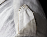 Size 6 White Linen Shirt with Silver Trim - 1980s Disco Chic Long Sleeved Top - 70s 80s Sexy Street Wear Blouse - Safari Epaulets - Bust 36