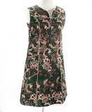 Size 12 1960s House Dress - Large 60's Green & Rust A Line Lounge Dress with Pockets, Casual Cotton, Zip Front - NOS Deadstock - Bust 39.5