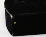 1930s Black Box Bag - Deco Velvet 30s Handbag - Brass Hardware - Mirror Inside - Oblong - Authentic 1930's Evening Purse - 47945