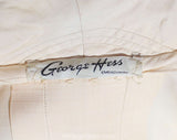 Size 4 1930s Dress - Nude Fleshtone Rayon 30s 40s Utility Chore Dress - Short Sleeve Work Wear by George Hess - Plastic Buttons - Waist 25