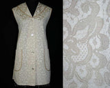 Medium 50s Apron - Hostess Style Ecru Lace Taffeta Smock Top - Size 10 to 12 - Bust 40 Hip 45 - 1950s Housewife - NOS Deadstock - 40871