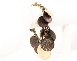 1950s Souvenir Coin Vintage Charm Bracelet - British England European Coinage - Queen Elizabeth Penny HalfPenny Farthing - 1954 1959 Dates