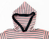 Small Striped Shirt with Hood - 1970s Short Sleeve Hooded Top - Navy Blue Red & White - Ladies 2 to 6 - Teen Girls 14 16 - NWT 70s Deadstock