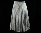 Size 4 Cute Skirt - 1970s Pale Gray & Beige Pleated Skirt - Pleats - Small Neutral Wool Blend School Girl Fall Skirt - Waist 25 - 42858