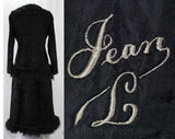 Size 6 1930s Fur Coat - Rare 30s Black Sheared Lamb Winter Overcoat with Zip-Away Hem - Feather Trim Jacket & Convertible Length - Bust 34
