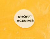 Men's Small 1960s Casual Shirt - Mid Century 60s Mustard Yellow Mens Top with Notched Short Sleeve Button Front - Goldenrod - NIP Deadstock
