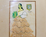 Madrid Spain Set of 3 Framed Pictures - Embroidered Authentic Vintage Postcards - Spanish Señoritas & Señors - Cadiz Malaga Aragon Cordoba