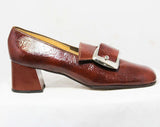 Size 6 1960s Rust Brown Shoes - Never Worn - Faux Textured Leather Pumps - Hipster 60s Mod Style - 1960's Deadstock with Box - 6B - 45937-1