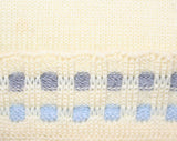 50s Girl's Cardigan - Size 4 to 5 - Button Front Sweater - Ivory Wool Knit - Late 1950s - Baby Blue & Gray Trim - Modern - European - 41991