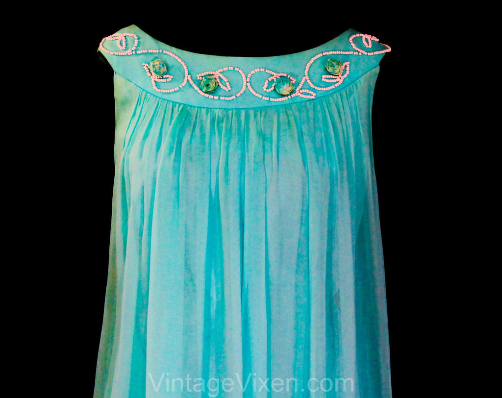 Size 8 Turquoise Evening Dress - 1960s Aqua Blue Chiffon Goddess Gown Vintage Vixen Clothing Size 8 Turquoise Evening Dress - 1960s Aqua Blue Chiffon Goddess Gown Vintage Vixen Clothing