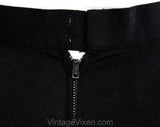 XS 1940s 50s Black Full Skirt - Flared Linen Look Rayon with Sailor Style Button Pockets - Terrific 1950s Swing Style - Size 0 - Waist 23