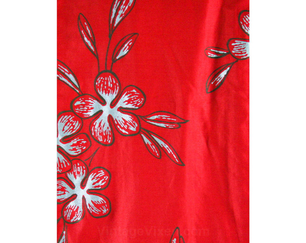 Size 10 Hawaiian 1960s Tiki Dress - Vivid Red Cotton Size 10 Hawaiian 1960s Tiki Dress - Vivid Red Cotton