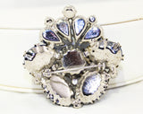 Stunning 1950s Juliana Brooch - Cinderella Blue Crackle Glass Easter Egg Cabochons & AB Rhinestones - 50s 60s Delizza and Elster Glamour Pin