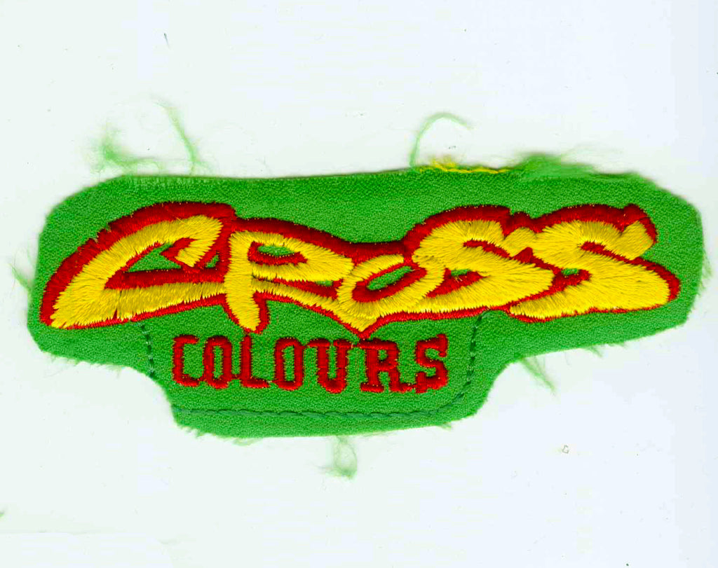 Cross Colours Patch - Early 1990s Hip Hop Fashion Jacket Applique - Green Red Yellow - 90s Vintage Embroidered - Los Angeles Underground