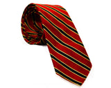 50s Striped Silk Tie - 1950s Maroon Red & Black Necktie - Diagonal Stripes Collegiate Style Preppy Cravat - Mid Century 50's Office Wear