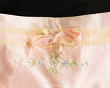 Antique Pink Satin Baby Dress - Infant's Chemise with Ribbons & Embroidery - Size 6 to 9 Months - Girls Spring 1910s 1920s Under Dress