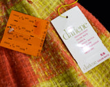 XXS 60s Boucle Tweed Pencil Skirt - Melon Orange & Yellow Wool - Classic 1960s Office Secretary - Size 0 - Waist 23 - NWT Deadstock