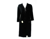 Size 10 Italian Designer Dress - 1950s Black Angora Knit Two-Piece with Deco Beading - 50s 60s Sweater & Skirt - High End Luisa Spagnoli NWT
