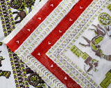 1950s Novelty Print Fabric - Orange Chartreuse Chariots Egyptian Greek Hieroglyph Style Cotton - More Than 16 Square Panels - Over 3 Yards