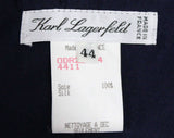 Size 6 Karl Lagerfeld Dress - Designer 1980s Navy Blue & White Silk Sheath - 1920s Inspired Sleeveless Minimalist Cocktail Dress - Bust 37