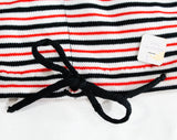 Small Striped Shirt with Hood - 1970s Short Sleeve Hooded Top - Navy Blue Red & White - Ladies 2 to 6 - Teen Girls 14 16 - NWT 70s Deadstock