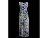 Size 8 Sun Dress - Domitilla 1960s Resort Gown - Haute Quality 60s Maxi Ankle - Morning Glories Silk Jersey Knit - Italian Label - Bust 33.5