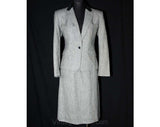 Size 6 Tweed Suit - 1970s Black & White Jacket and Skirt with Equestrian Styling - Classic Evan-Picone - Sophisticated - Bust 34 - 38702