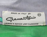 Size 4 Aquatic Print Dress from Italy - 1960s Designer Boutique Label Gianantonio - Emerald Green Black & Gray Cotton Border Print - Bust 33