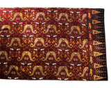 1960s Cotton Print Fabric - 2.5 Yards Burgundy & Brown India Print - Continuous Yardage - 60s 70s Bohemian Grapes Angel Wings Novelty Print