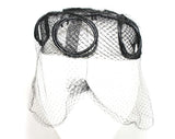 1960s Black Veiled Hat - 60s Sheer Net Pillbox Hat with Bird Cage Veil - Satin Loops - Elegant 60's Millinery - Bouffant Hairstyle Accent