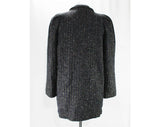 Size 8 Retro Jacket - 1930s Inspired 1990s Coat - Medium Size Striped & Flecked Wool - Charcoal Gray Navy Black - New York Girl Label