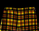 Child's Size 8 Plaid Pants - 1960s Girls Mod Wide Leg Trousers - Yellow Red Black 60s Tweedy Tartan Children's Bell Bottoms - Waist 22.5