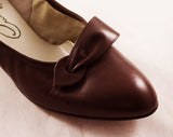 Size 7 Leather Shoes - Unworn High Quality Chocolate Brown Pumps by Enna Jettick - Sophisticated Secretary Chic 1960s Deadstock - 47659-1