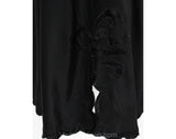 Size 8 Black 1930s Half Slip - Silky Bias Cut Rayon Authentic 30s Lingerie - Satin Appliques & Scallops - Juliana - Waist 22 to 28 - 50696