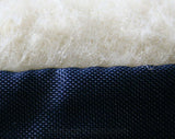 Size 6 Apres Ski Boots - Shimmery Sapphire Blue Canvas - Faux Fur Lining - Wedge Sole - Ankle Tie - Fall - Winter - 80s Deadstock - 43222-2