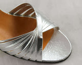 Size 5 Silver Shoes - Deco Style 70s Sandals - 5M Metallic 1970s Shoe - Deadstock - Summer Ankle Strap - Open Toes - 70's Deadstock