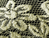 70s Antique Style Fringed Shawl - Ivory Chenille & Mesh Net - 1970s Victorian Look Roses and Flourishes with Fringe - Bohemian Beautiful