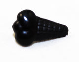 10 Black Ice Cream Cone Plastic Buttons - 16mm x 11mm - Small Icecream Sweet Dessert - Novelty Sewing Crafts - 3/16 Shank - 80s Deadstock