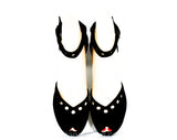 Size 5 1940s Shoes - Fetish Style Black Suede Platforms with Circle Cutouts - 5B 40s High Heels - Ankle Collar Choker Straps - NOS Deadstock